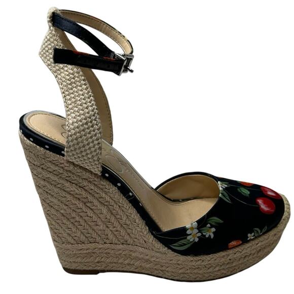 Jessica Simpson Womens 6M Zestah Ankle Strap Wedge Heels Cherry Strawberry Fruit - Picture 3 of 9